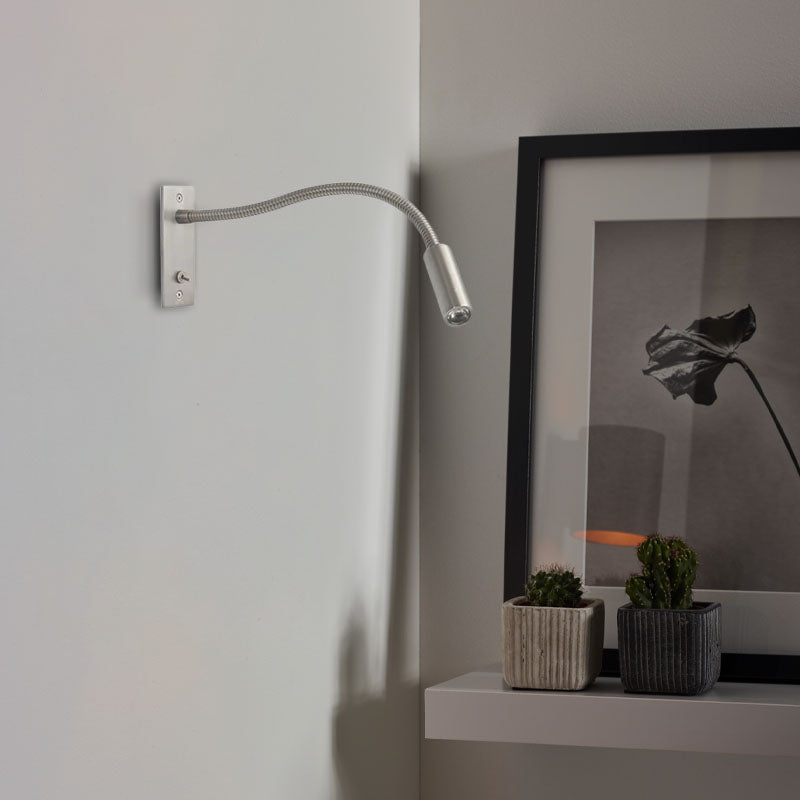 Nickel Wall Lamp Metal Linear Bedroom